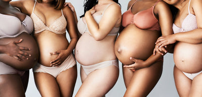 I'm expecting collection - line of diverse pregnant woman
