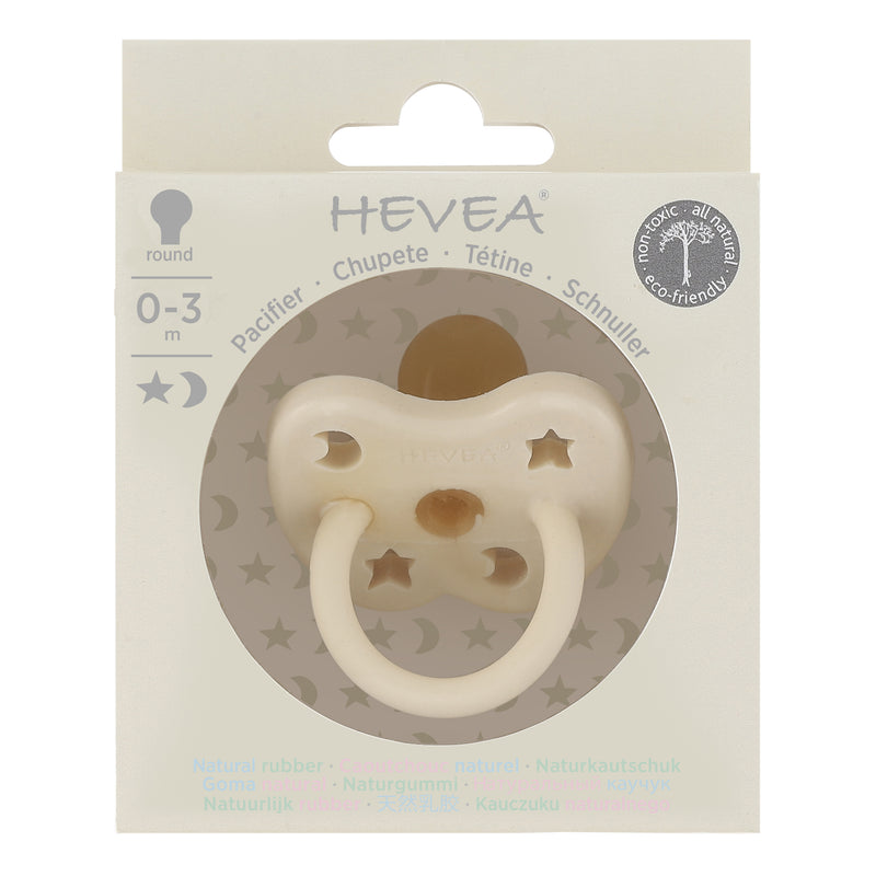 Hevea pacifier round milky white in packet