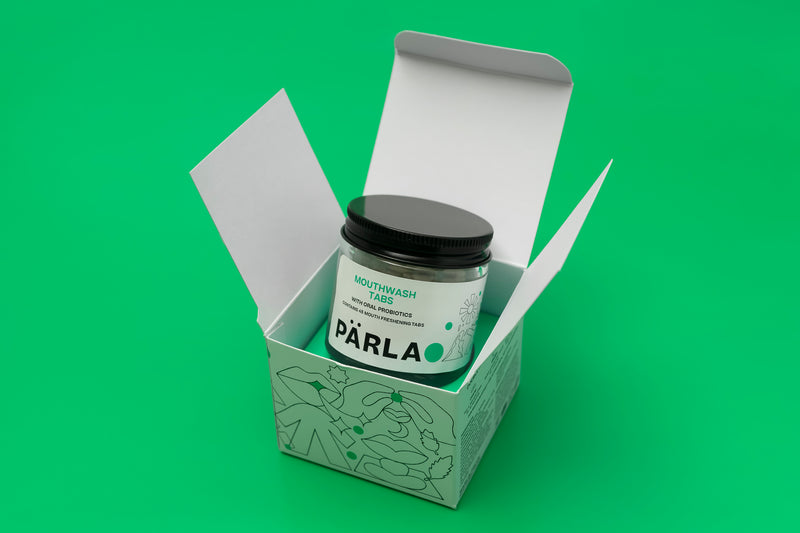 Parla Mouthwash tabs with packaging