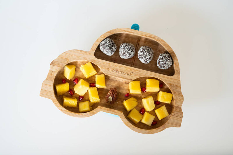 Bamboo car plate with food