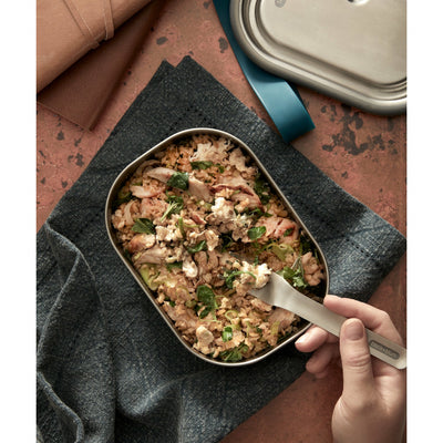 Lunch box with chicken and rice salad