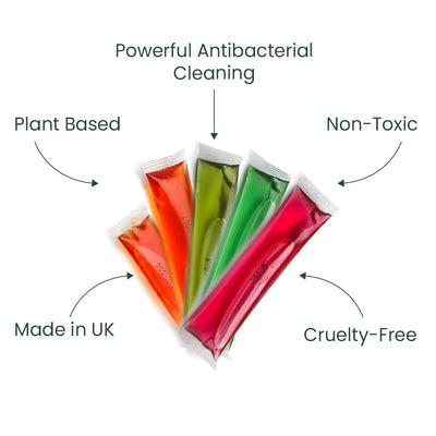 Clean sachets plant based made in the UK cruelty-free non toxic