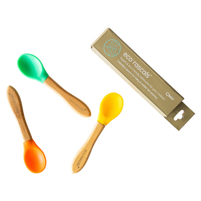Set of three spoons green orange yellow